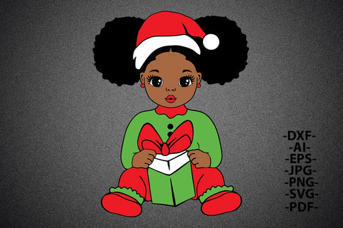 Christmas Girl Svg, Christmas afro girl, Afro girl Svg, Peekaboo baby Svg, Little cute girl Svg, Peekaboo girl Svg, African American SVG 1uniqueminute 