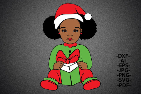 Christmas Girl Svg, Christmas afro girl, Afro girl Svg, Peekaboo baby Svg, Little cute girl Svg, Peekaboo girl Svg, African American SVG 1uniqueminute 
