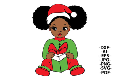 Christmas Girl Svg, Christmas afro girl, Afro girl Svg, Peekaboo baby Svg, Little cute girl Svg, Peekaboo girl Svg, African American SVG 1uniqueminute 