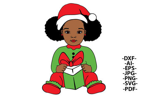 Christmas Girl Svg, Christmas afro girl, Afro girl Svg, Peekaboo baby Svg, Little cute girl Svg, Peekaboo girl Svg, African American SVG 1uniqueminute 