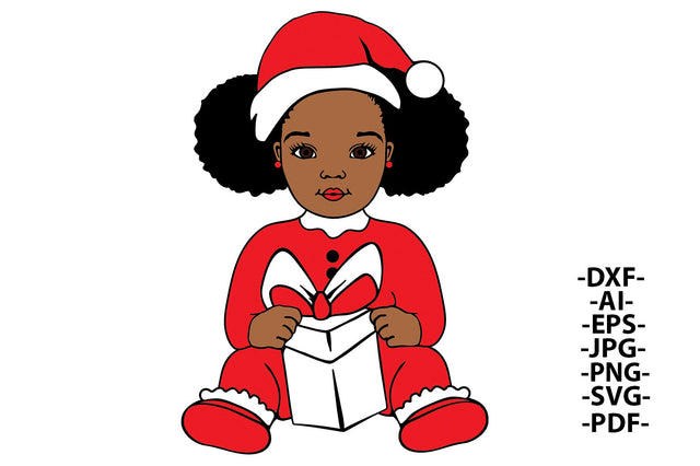 Christmas Girl Svg, Christmas afro girl, Afro girl Svg, Peekaboo baby Svg, Little cute girl Svg, Peekaboo girl Svg, African American SVG 1uniqueminute 
