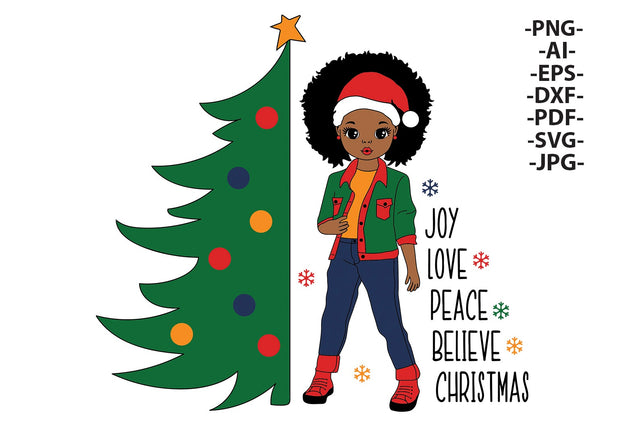 Christmas Girl Svg, Joy, love, Peace, Believe Christmas Svg, Red Hat, Afro Girl Svg, Cute Little Girl Svg, Peekaboo Girl Svg, Svg Cut Files SVG 1uniqueminute 