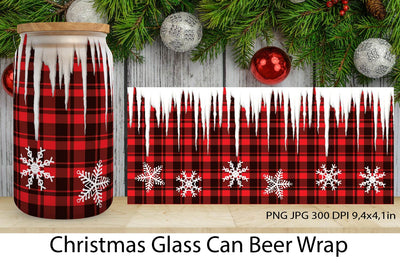 Christmas Glass Can Full Wrap Sublimation. Glass Beer Can. Sublimation Samaha Design 