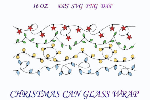 Christmas glass can wrap svg, 16 oz glass can wrap with lights SVG AnastasiyaArtDesign 