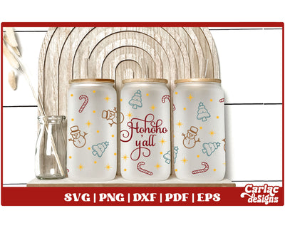 Christmas Glass Can Wrap SVG | Hohoho Y'all Glass Can SVG Carla C Designs 