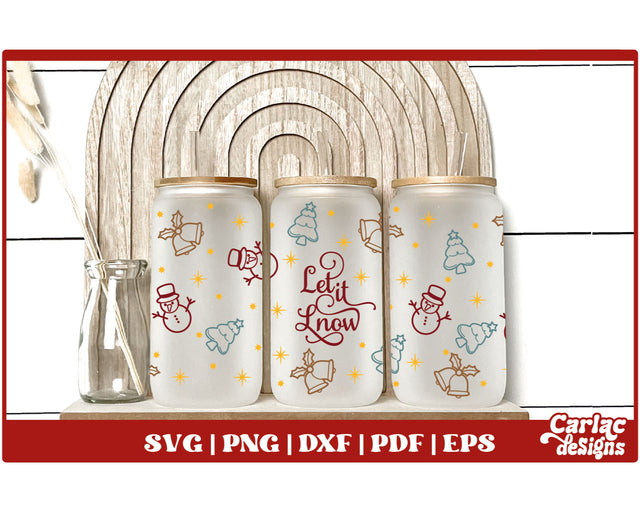 Christmas Glass Can Wrap SVG | Let it Snow Glass Can SVG Carla C Designs 