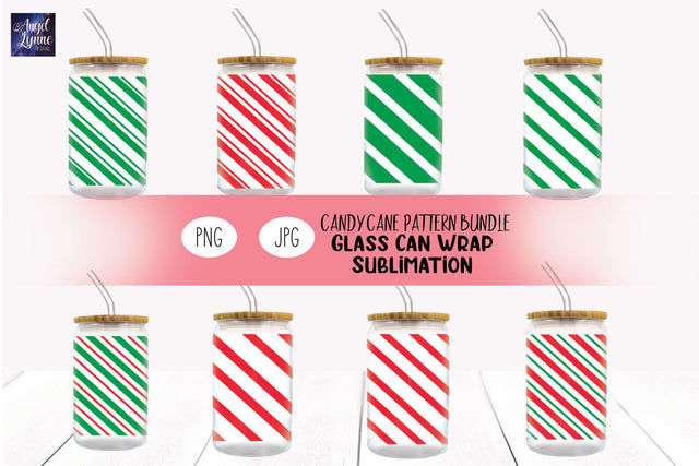 Christmas Glass Wrap Bundle | Candy Cane Glass Wrap Bundle Sublimation Angel Lynne Designs 