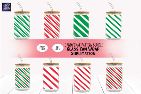Christmas Glass Wrap Bundle | Candy Cane Glass Wrap Bundle Sublimation Angel Lynne Designs 