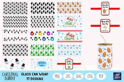 Christmas Glass Wrap Bundle | Christmas Libbey Glass Bundle SVG Angel Lynne Designs 