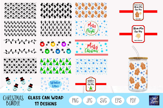 Christmas Glass Wrap Bundle | Christmas Libbey Glass Bundle SVG Angel Lynne Designs 