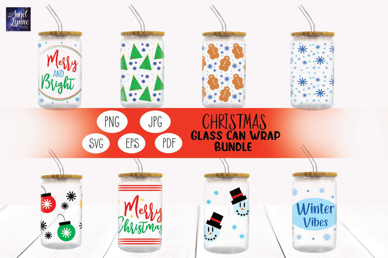 Christmas Glass Wrap Bundle | Christmas Libbey Glass Bundle SVG Angel Lynne Designs 