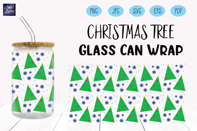 Christmas Glass Wrap | Christmas Tree Libbey Glass Wrap SVG Angel Lynne Designs 