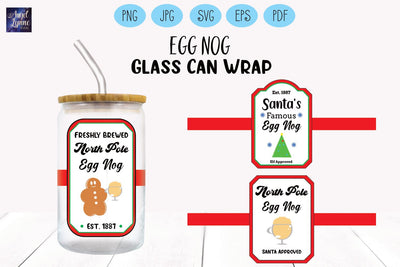 Christmas Glass Wrap | Egg Nog Libbey Glass Wrap SVG Angel Lynne Designs 