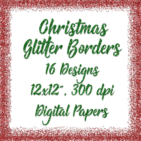 Christmas Glitter Borders Digital Paper Sublimation Old Market 