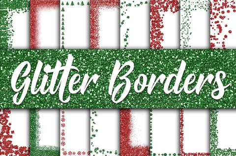 Christmas Glitter Borders Digital Paper Sublimation Old Market 