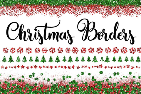 Christmas Glitter Borders PNG Overlays Sublimation Old Market 