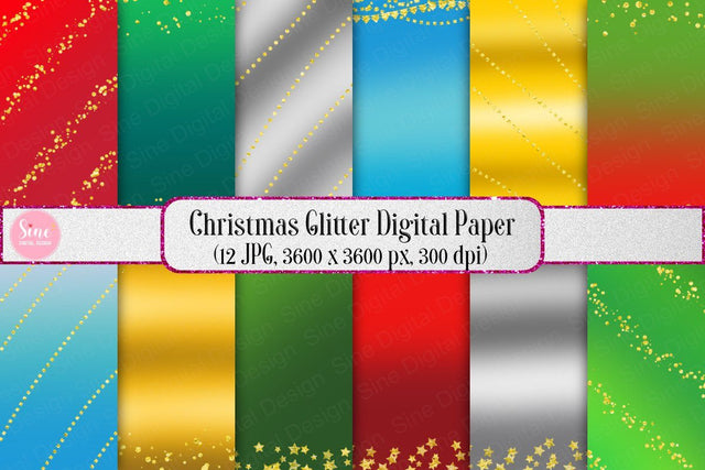Christmas Glitter Digital Papers Backgrounds Digital Pattern SineDigitalDesign 