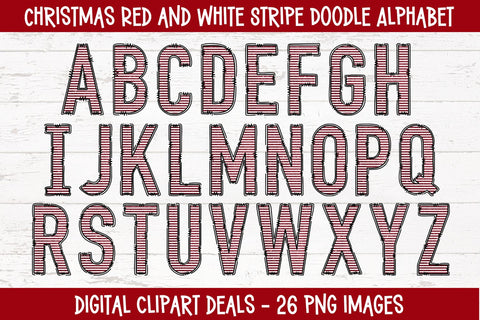 Christmas Glitter Doodle Alphabet Sets BIG Bundle - 5 Christmas Doodle Alphabet Sets in PNG Format Sublimation Digital Clipart Deals 