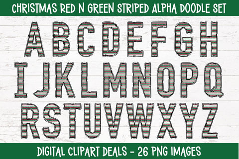 Christmas Glitter Doodle Alphabet Sets BIG Bundle - 5 Christmas Doodle Alphabet Sets in PNG Format Sublimation Digital Clipart Deals 
