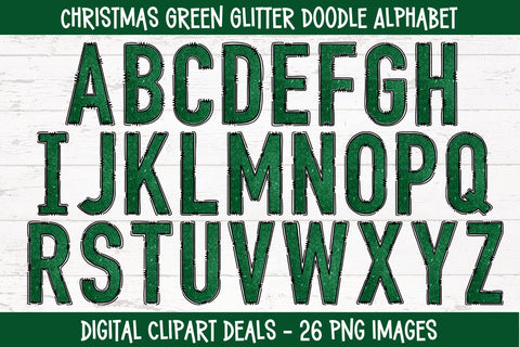 Christmas Glitter Doodle Alphabet Sets BIG Bundle - 5 Christmas Doodle Alphabet Sets in PNG Format Sublimation Digital Clipart Deals 
