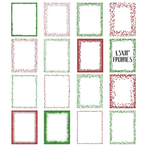 Christmas Glitter Frames and Borders PNG Clipart Bundle Sublimation Old Market 