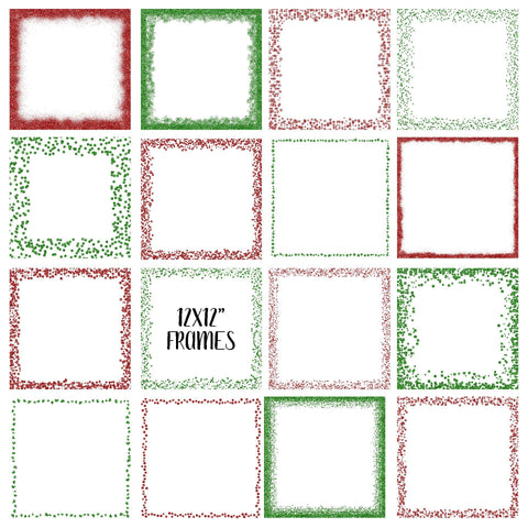 Christmas Glitter Frames and Borders PNG Clipart Bundle Sublimation Old Market 