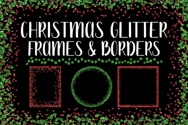 Christmas Glitter Frames and Borders PNG Clipart Bundle Sublimation Old Market 