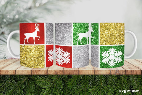 Christmas Glitter Mug Sublimation | PNG Bundle | Mug Wrap Sublimation SvgOcean 