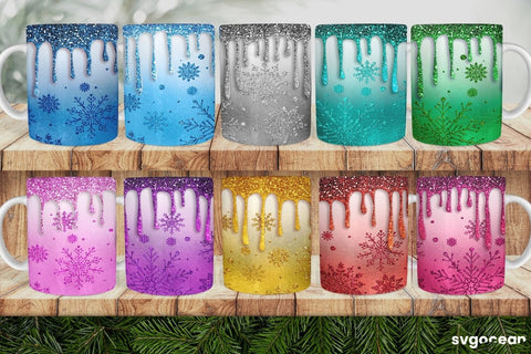 Christmas Glitter Mug Sublimation | Winter | Mug Wrap Sublimation SvgOcean 