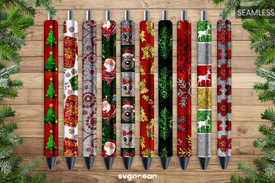 Christmas Glitter Pen Wraps Bundle | PNG | Sublimation Sublimation SvgOcean 