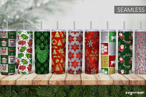 Christmas Glitter Tumbler Sublimation | PNG Bundle | Tumbler 20oz Sublimation SvgOcean 