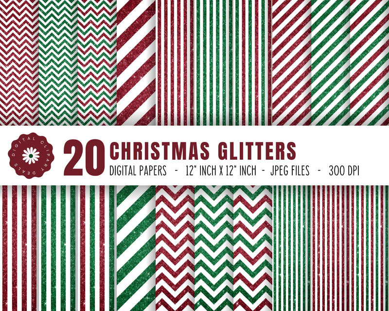 Christmas Glitters Digital Papers - Beautiful Glitter Christmas Digital Patterned Papers Digital Pattern Digital Clipart Deals 
