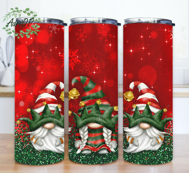 Christmas Gnome 20oz Skinny Tumbler Wrap PNG Sublimation AdriOP 