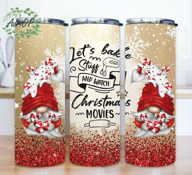 Christmas Gnome 20oz Skinny Tumbler Wrap PNG Sublimation AdriOP 