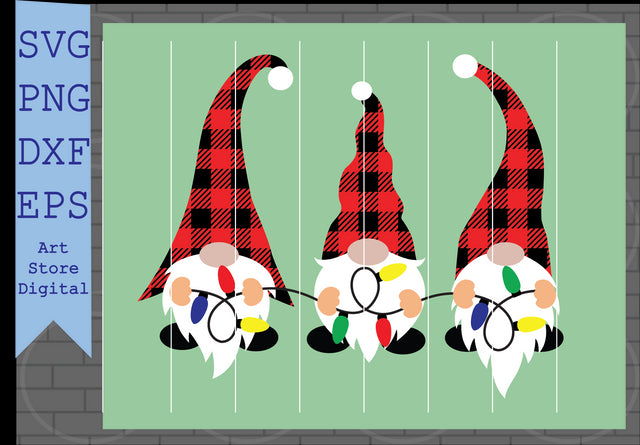 Christmas Gnome (5) Svg, Xmas Gnome Svg, Christmas Svg, Cute Gnomies Svg, Buffalo Plaid Svg, Png, Dxf, Eps Cut Files SVG Artstoredigital 