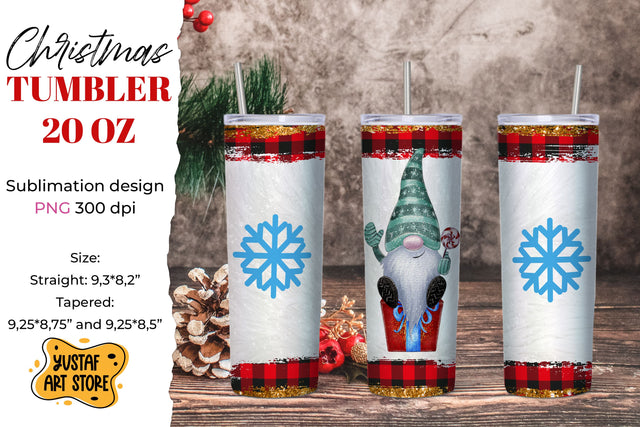 Christmas gnome and gift with snowflake tumbler sublimation Sublimation Yustaf Art Store 