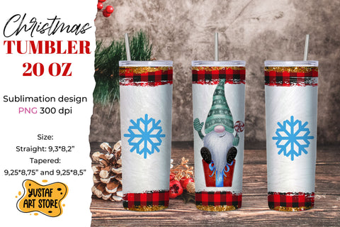 Christmas gnome and gift with snowflake tumbler sublimation Sublimation Yustaf Art Store 