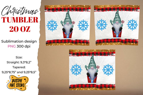 Christmas gnome and gift with snowflake tumbler sublimation Sublimation Yustaf Art Store 
