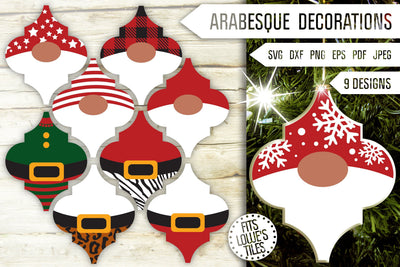Christmas Gnome Arabesque Tile Ornament Svg Bundle. Arabesque Decorations Svg. Lowe's Tile Svg. Funny Gnome Heads Dxf Eps Png Pdf SVG Mint And Beer Creations 