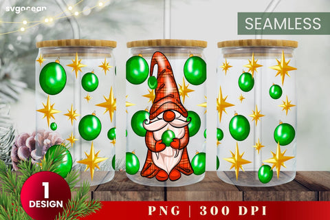 Christmas Gnome Can Glass Wrap | Beer Can | 16 Oz Libbey Glass SVG SvgOcean 