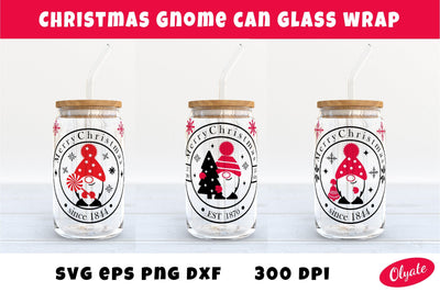 Christmas Gnome Can Glass Wrap SVG. Gnome 16 OZ Can Glass SVG Olga Terlyanskaya 