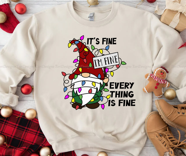 christmas Gnome Christmas Lights Sublimation Design Sublimation ToriDesigns 