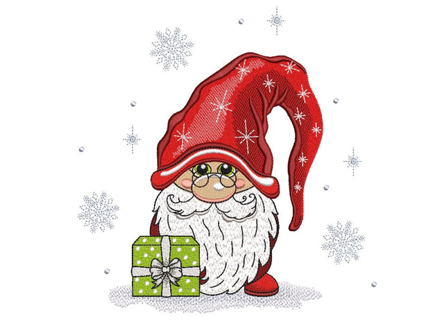 Christmas gnome embroidery design, 4 sizes, Instant download Embroidery/Applique DESIGNS Nino Nadaraia 