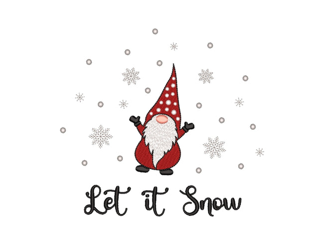 Christmas gnome embroidery design, Let it snow machine embroidery design, 4 sizes, Instant download Embroidery/Applique DESIGNS Nino Nadaraia 