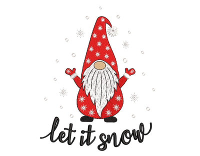 Christmas gnome embroidery design, Let it snow machine embroidery file, 3 sizes, Instant download Embroidery/Applique DESIGNS Nino Nadaraia 