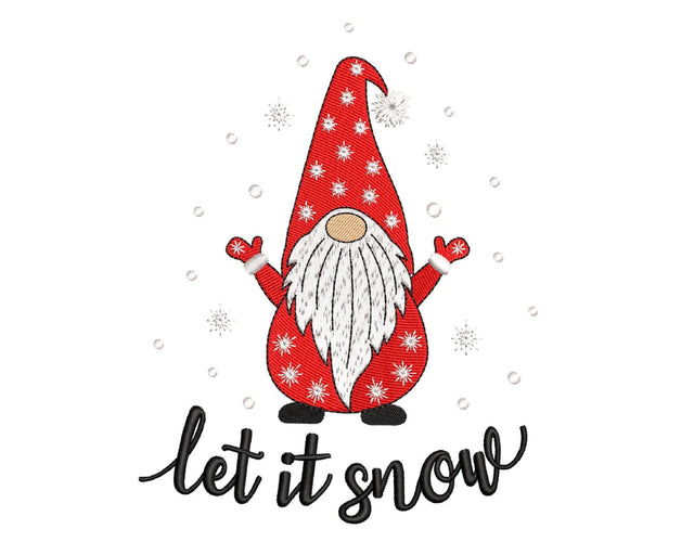 Christmas gnome embroidery design, Let it snow machine embroidery file, 3 sizes, Instant download Embroidery/Applique DESIGNS Nino Nadaraia 