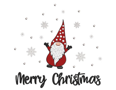 Christmas gnome embroidery design, Merry Christmas embroidery file, 4 sizes, Instant download Embroidery/Applique DESIGNS Nino Nadaraia 