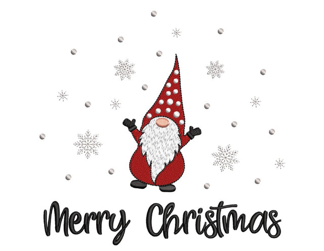 Christmas gnome embroidery design, Merry Christmas embroidery file, 4 sizes, Instant download Embroidery/Applique DESIGNS Nino Nadaraia 