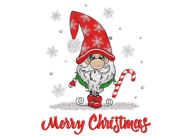 Christmas Gnome Embroidery Design, Merry Christmas Embroidery File, 4 sizes, Instant Download Embroidery/Applique DESIGNS Nino Nadaraia 