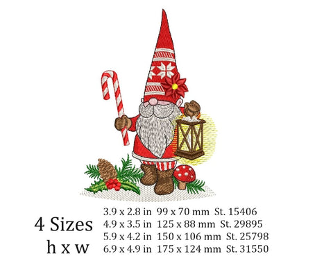 Christmas Gnome embroidery design, Winter gnome , 4 sizes, instant download. Embroidery/Applique DESIGNS ArtEMByNatalia 
